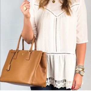 Nordstrom Leith Blouse Tumic White Lace Medium